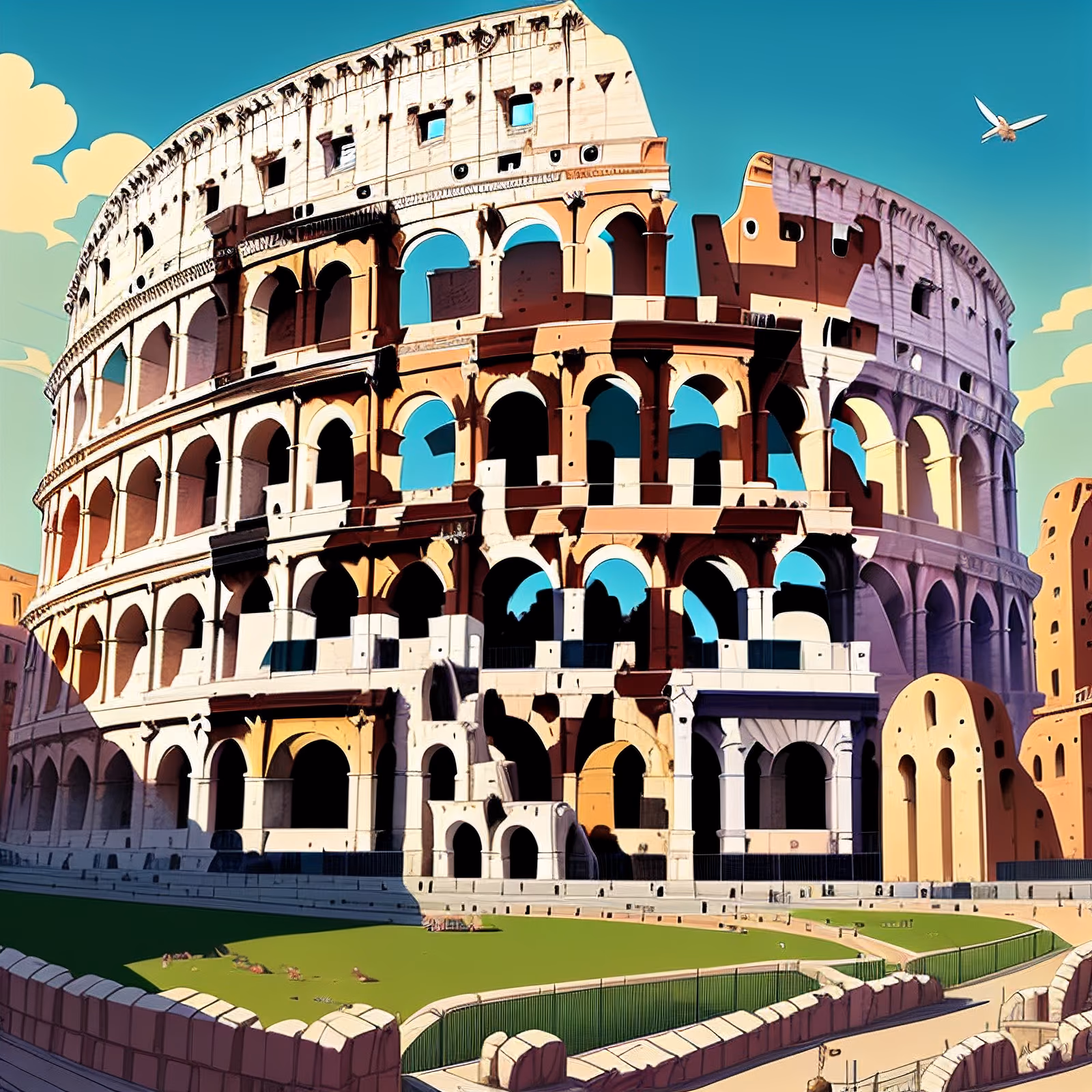 Colosseum Comic Style QR Code for Posters — image 1