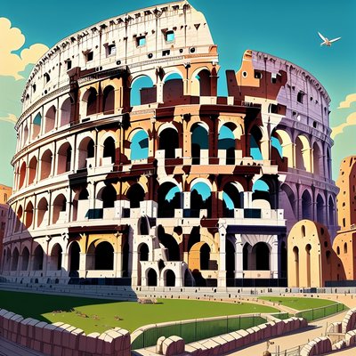 Colosseum Comic Style QR Code for Posters