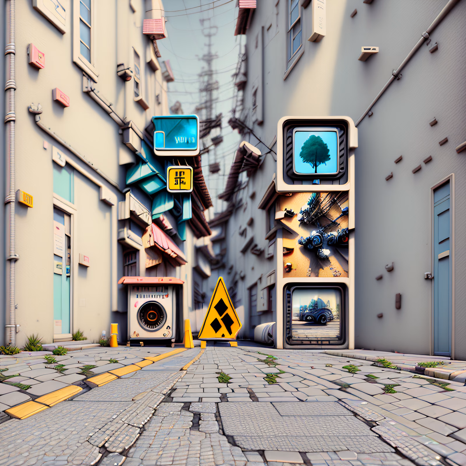 Улочка с булыжником, 3D-рендер: QR-код для постеров — изображение 1
