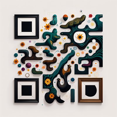 Surreal Jungle Animals Doodle QR Code Art