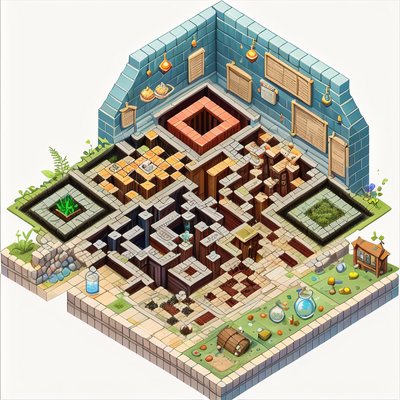 Isometric Potion Shop Game Art QR Code for Posters