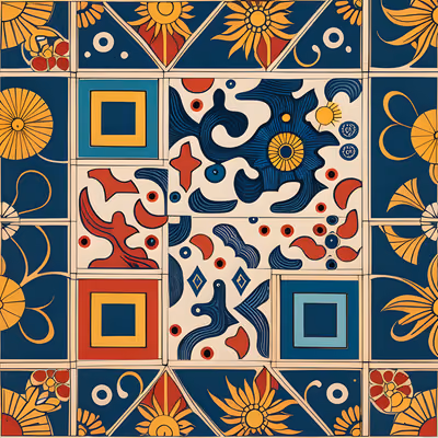 Talavera Tile Folk Pattern Flowers QR Code for Packaging — image 1