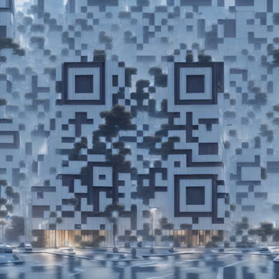 Futuristic Tower City 3D Render QR Code for Posters — image 1