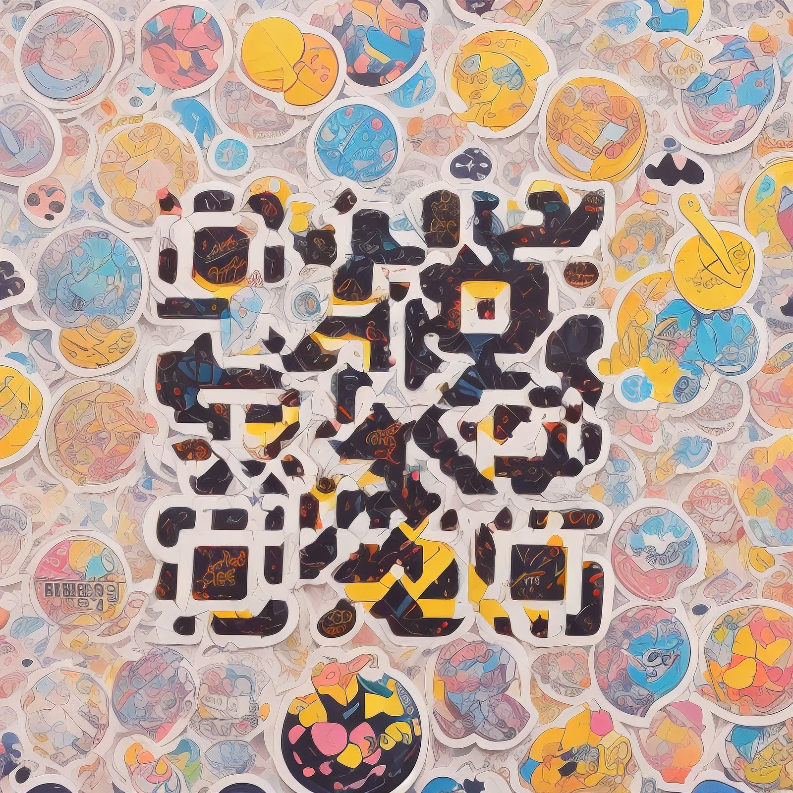 Коллаж из наклеек, цифровая живопись: QR-код для стикеров — изображение 1