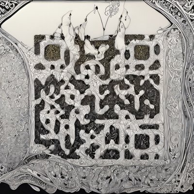 Intricate Swirling Zentangle Pattern QR Code Art