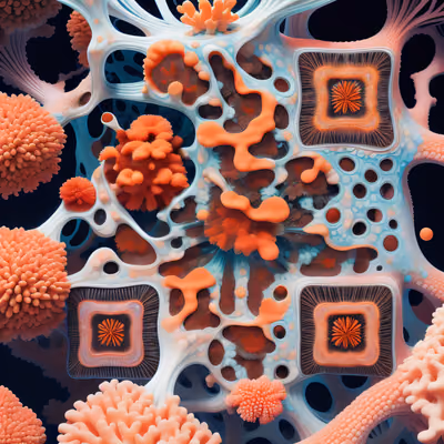 Orange Coral Microscopic 3D QR Code Art — image 1