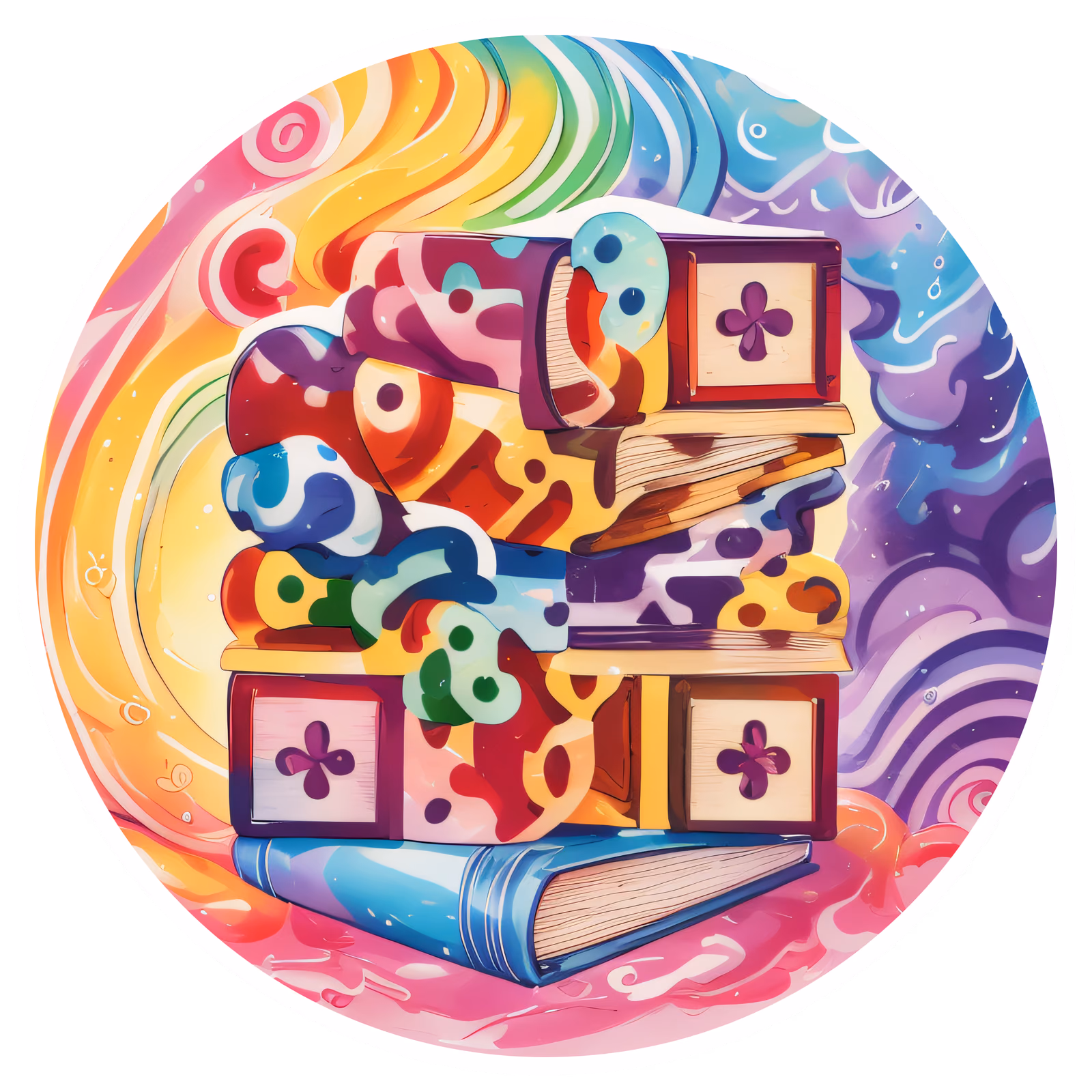 Rainbow Book Stack Vector QR Code for Stickers — image 1
