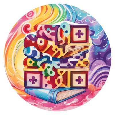 Rainbow Book Stack Vector QR Code for Stickers