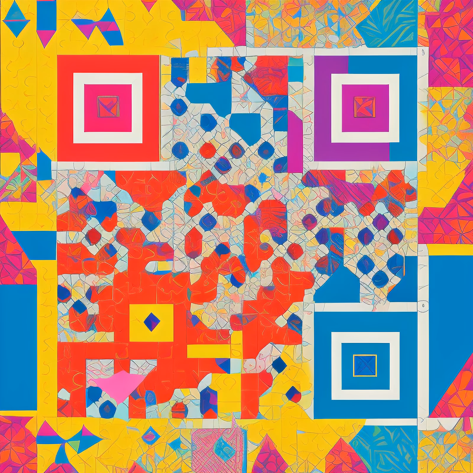 Разноцветный геометрический узор из пазлов: QR-код — изображение 1