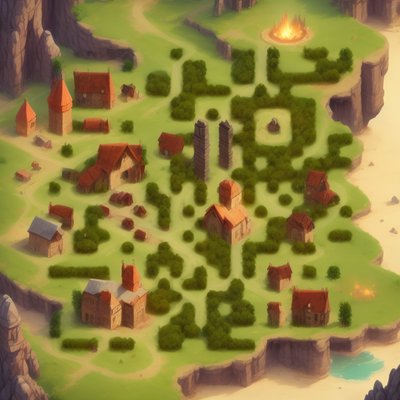Fantasy Village Game Map QR Code for Posters