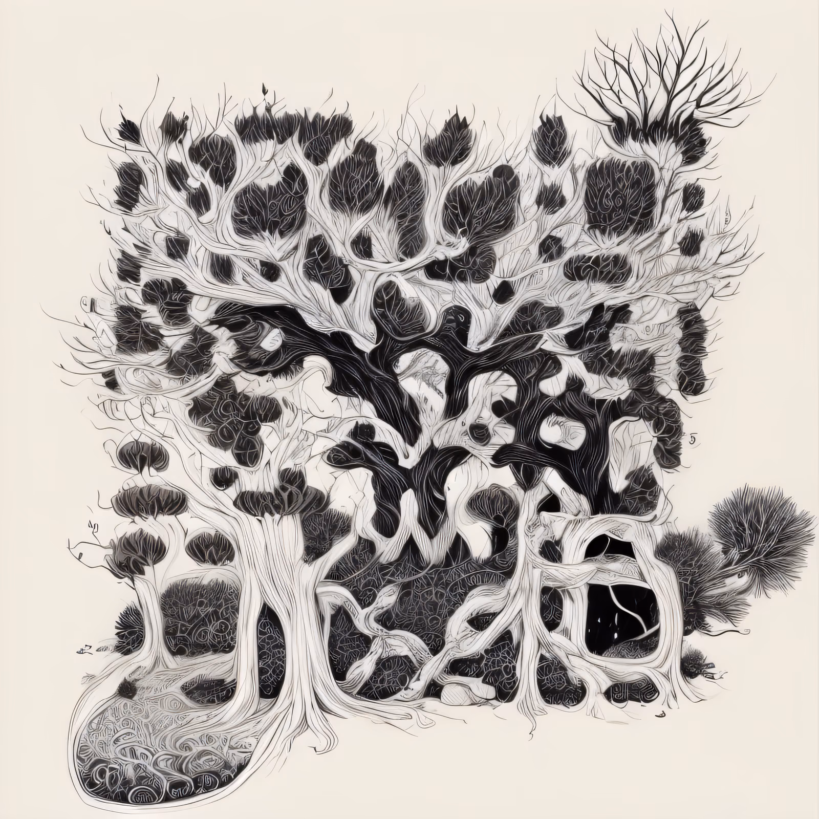 Sprawling Tree Zentangle Ink QR Code Art — image 1