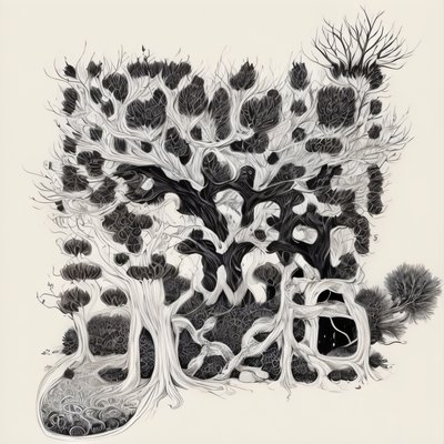 Sprawling Tree Zentangle Ink QR Code Art