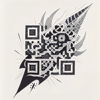 Tribal Spearhead Ink Tattoo QR Code for Temporary Tattoos