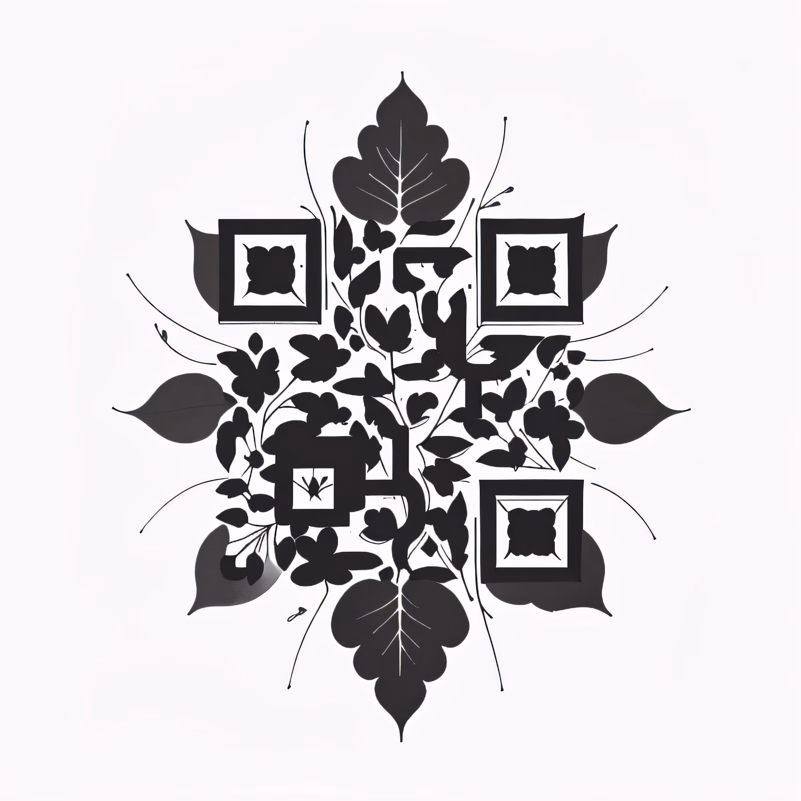 Black Leaf Vine Tattoo QR Code for Temporary Tattoos — image 1