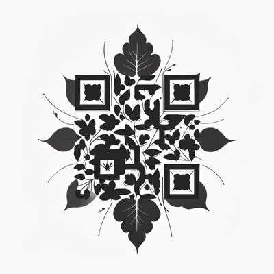 Black Leaf Vine Tattoo QR Code for Temporary Tattoos