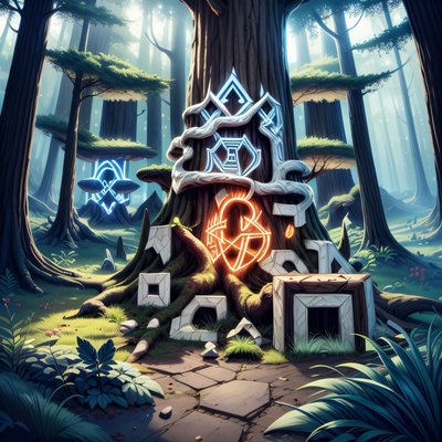 Дерево со светящимися рунами: фэнтези QR-код для постеров