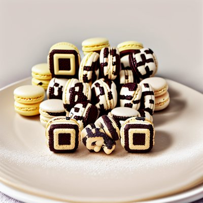 Chocolate Macarons Realism QR Code for Restaurant Menus