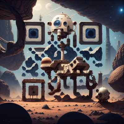Mars Rover Alien Desert Painting QR Code for Posters — image 1