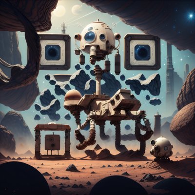 Mars Rover Alien Desert Painting QR Code for Posters