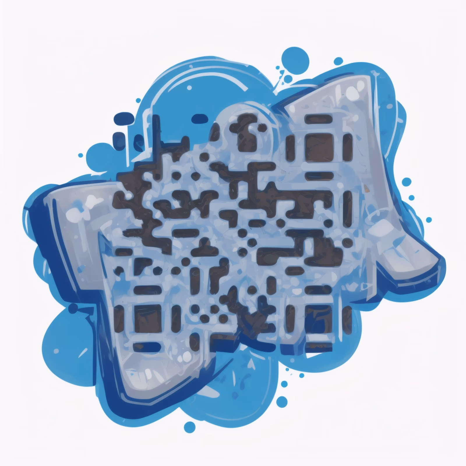 Blue Graffiti Lettering Street Art Symbol QR Code for Stickers — image 1