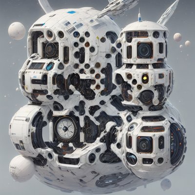 White Space Station Concept Art QR Code for Posters
