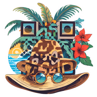 Retro Sun Hat Tropical Vector QR Code for Stickers — image 1