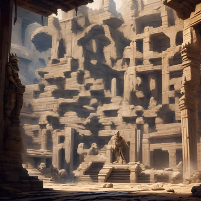 Sandstone Temple Ruins Concept Art QR Code for Posters — image 1