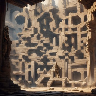 Sandstone Temple Ruins Concept Art QR Code for Posters