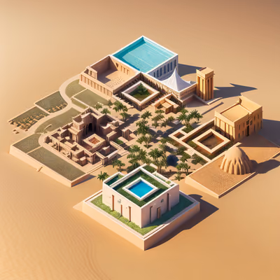 Isometric Desert City 3D QR Code Art — image 1