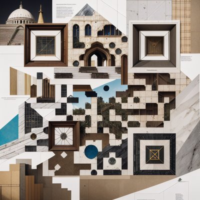 Architectural Paper Collage QR Code Art
