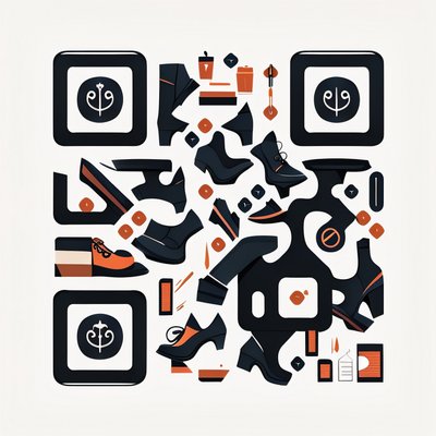 Heels and Boots Vector Icons QR Code for Packaging