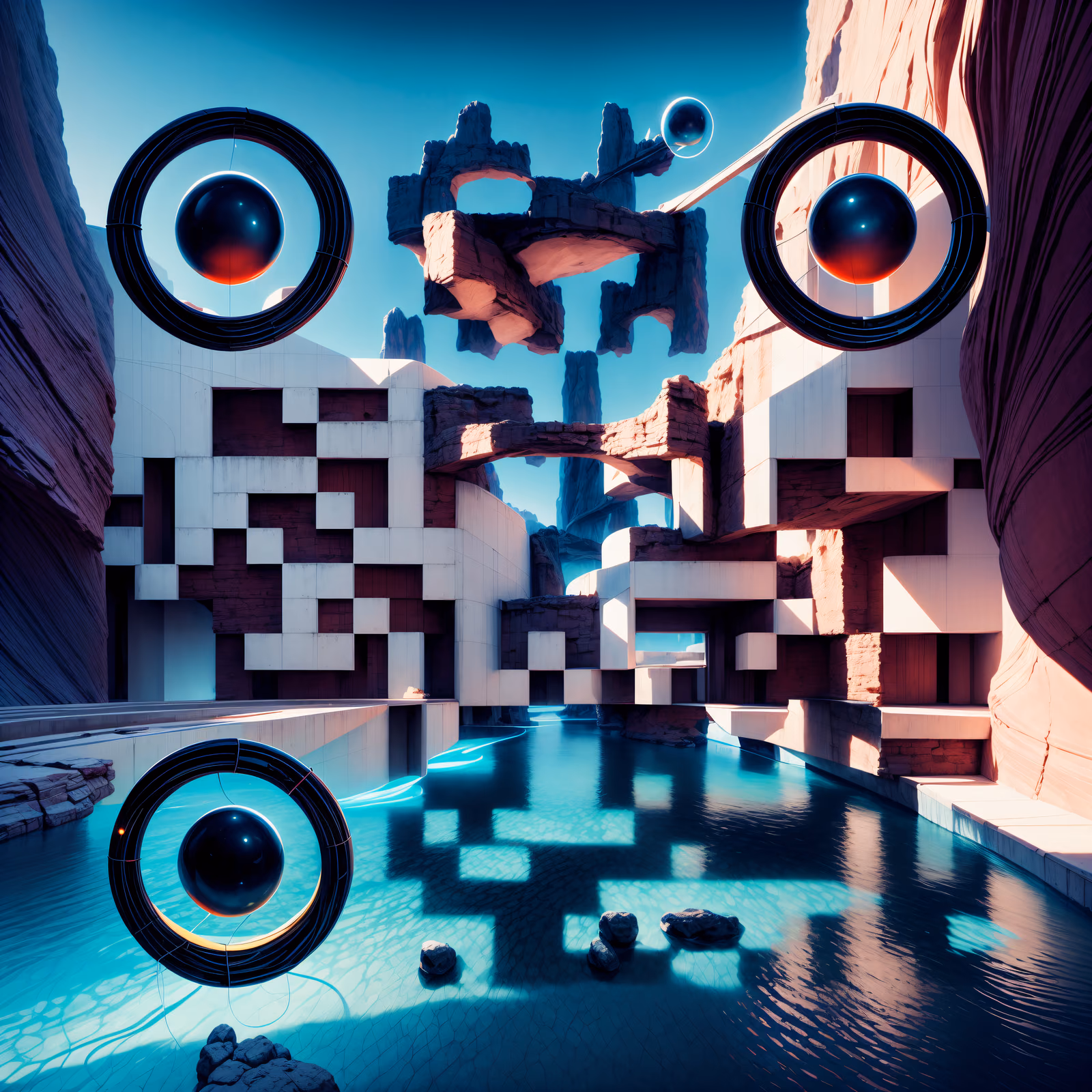 Surreal Canyon Architecture 3D QR Code Art — image 1