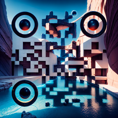 Surreal Canyon Architecture 3D QR Code Art — image 1