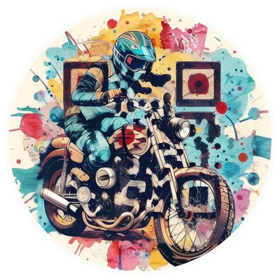 Vintage Motorcycle Rider Splatter QR Code for Stickers