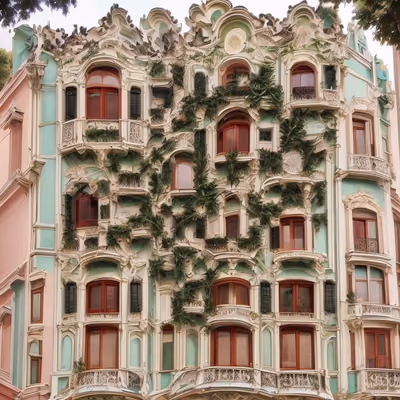 Art Nouveau Ivy Facade Building QR Code Art — image 1