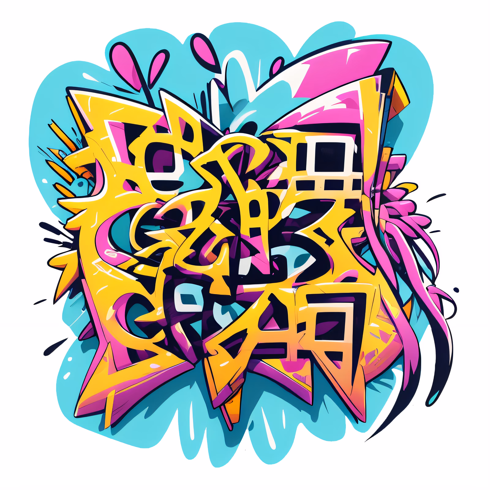 Wildstyle Graffiti Lettering Symbol QR Code for Stickers — image 1