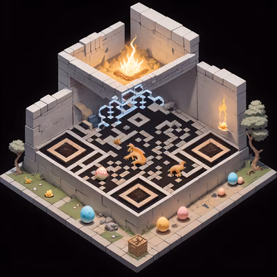 Isometric Dragon Hatchery Diorama QR Code for Posters — image 1