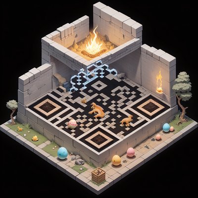 Isometric Dragon Hatchery Diorama QR Code for Posters