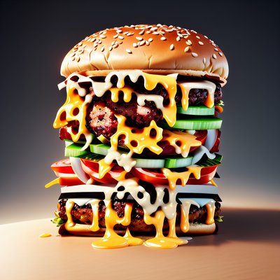 Dripping Cheeseburger 3D QR Code for Restaurant Menus