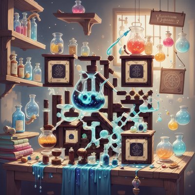 Wizard Potion Laboratory Illustration QR Code for Posters
