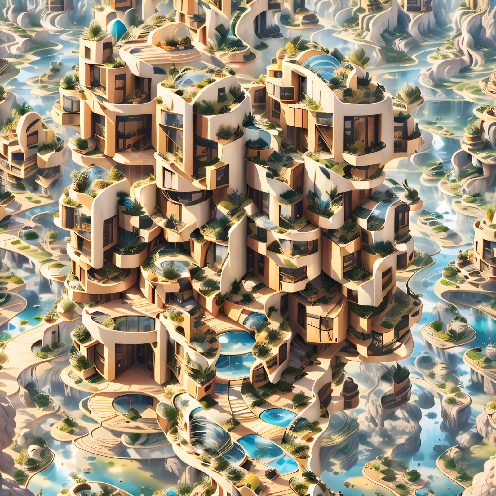 Futuristic Terraced Eco City Concept QR Code Art — image 1