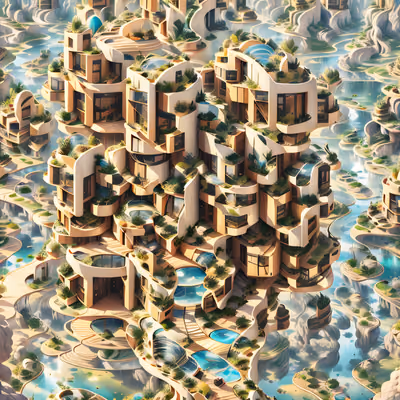 Futuristic Terraced Eco City Concept QR Code Art — image 1