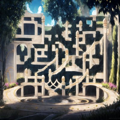 Fantasy Garden Courtyard Matte Painting QR Code Art