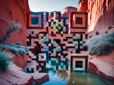 Red Sandstone Canyon Photoreal QR Code Art