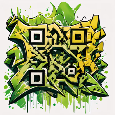 Зелёные граффити в стиле вайлдстайл: QR-код для стикеров — изображение 1