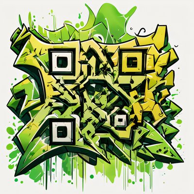 Green Wildstyle Graffiti Lettering QR Code for Stickers