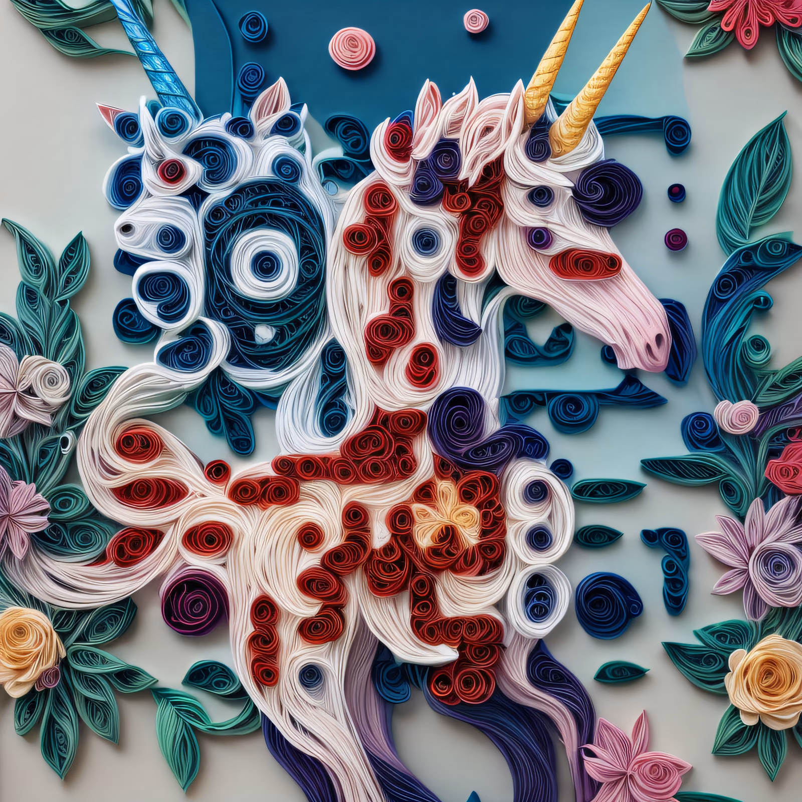 Paper Quilled Unicorn and Flowers QR Code Art — image 1