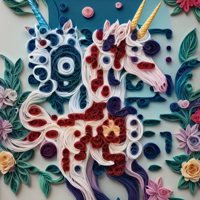 Paper Quilled Unicorn and Flowers QR Code Art