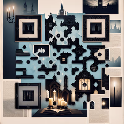 Готический викторианский коллаж из бумаги: QR-код для постеров — изображение 1