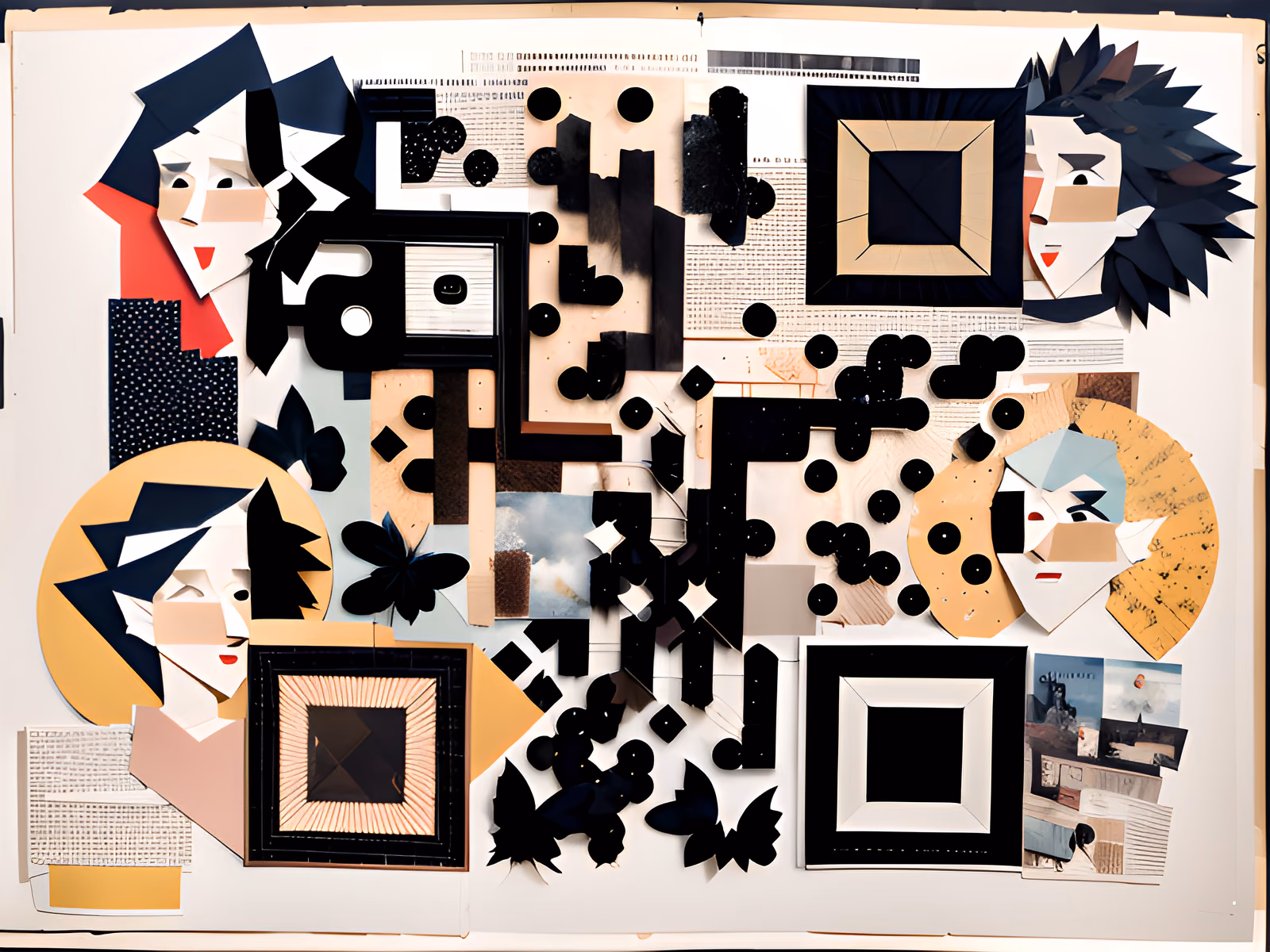 Лица из рваной бумаги: QR-код в стиле дадаистского коллажа — изображение 1
